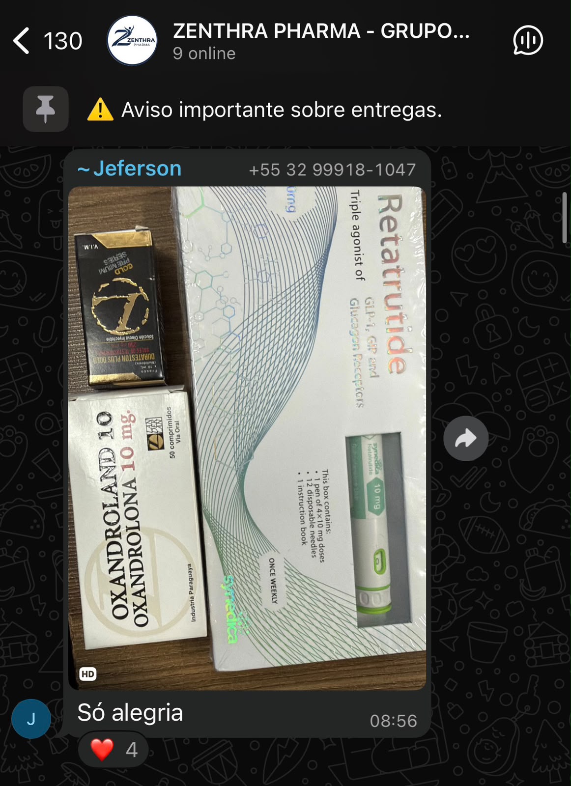 Print real de depoimento de cliente Zenthra no WhatsApp